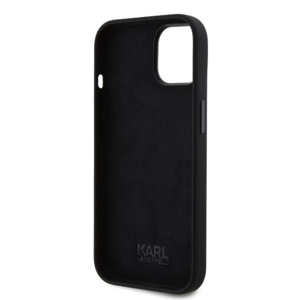 Karl Lagerfeld Liquid Silicone Metal Ikonik Case iPhone 15 (KLHCP15SSMHKNPK) hátlap, tok, fekete