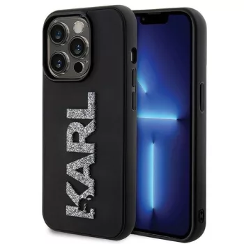   Karl Lagerfeld iPhone 15 Pro Max 3D Rubber Glitter Logo (KLHCP15X3DMBKCK) hátlap, tok, fekete
