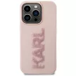 Karl Lagerfeld iPhone 15 Pro Max 3D Rubber Glitter Logo (KLHCP15X3DMBKCP) hátlap, tok, rózsaszín