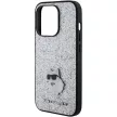 Karl Lagerfeld KLHCP15XGCNPSG Fixed Glitter Choupette Logo Metal Pin iPhone 15 Pro Max 6.7", hátlap, tok, ezüst