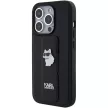 Karl Lagerfeld iPhone 15 Pro Max Gripstand Saffiano Choupette Pins (KLHCP15XGSACHPK) hátlap, tok, fekete