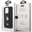 Karl Lagerfeld iPhone 15 Pro Max Gripstand Saffiano Choupette Pins (KLHCP15XGSACHPK) hátlap, tok, fekete