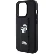 Karl Lagerfeld KLHCP15XGSAKCPK Gripstand Saffiano Karl&Choupette Pins iPhone 15 Pro Max 6.7", hátlap, tok, fekete