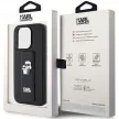 Karl Lagerfeld KLHCP15XGSAKCPK Gripstand Saffiano Karl&Choupette Pins iPhone 15 Pro Max 6.7", hátlap, tok, fekete