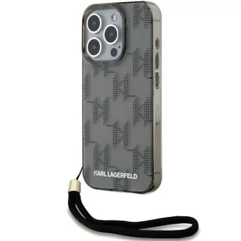   Karl Lagerfeld KLHCP15XHKDPNSK IML Mono KL Pattern & Cord iPhone 15 Pro Max 6.7", hátlap, tok, fekete