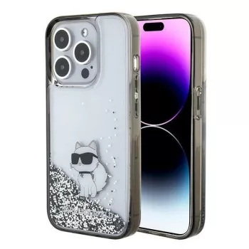   Karl Lagerfeld Liquid Glitter Choupette iPhone 15 Pro Max 6,7" KLHCP15XLKCNSK hátlap, tok, átlátszó