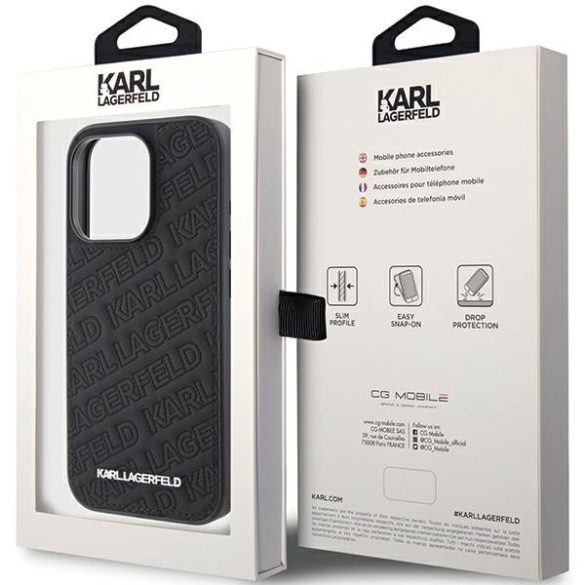 Karl Lagerfeld iPhone 15 Pro Max Quilted K Pattern (KLHCP15XPQKPMK) hátlap, tok, fekete