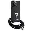Karl Lagerfeld KLHCP15XSASKNPSK Crossbody Saffiano Monogram Metal Pin Karl & Choupette iPhone 15 Pro Max 6.7" tok, fekete