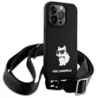 Karl Lagerfeld KLHCP15XSCBSCNK Crossbody Silicone Choupette iPhone 15 Pro Max 6.7" hátlap, tok, fekete
