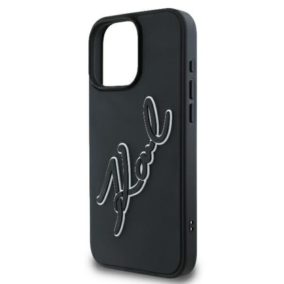 Karl Lagerfeld iPhone 16 Pro 3D Rubber Bicolor Signature (KLHCP16L3DRKSDLK) hátlap, tok, fekete