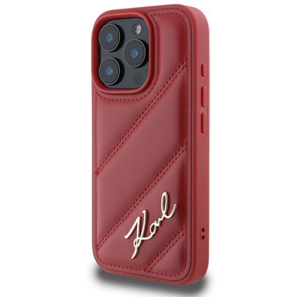 Karl Lagerfeld iPhone 16 Pro Quilted Signature (KLHCP16LPQDSMGP) hátlap, tok, piros