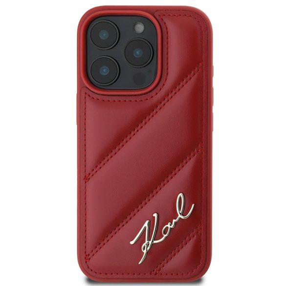 Karl Lagerfeld iPhone 16 Pro Quilted Signature (KLHCP16LPQDSMGP) hátlap, tok, piros