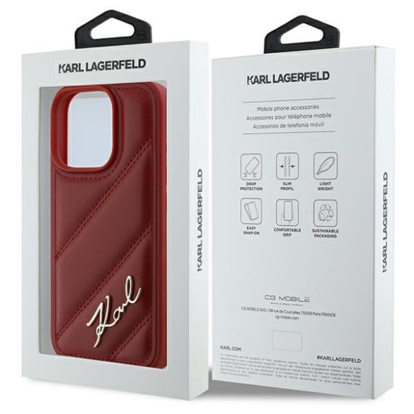 Karl Lagerfeld iPhone 16 Pro Quilted Signature (KLHCP16LPQDSMGP) hátlap, tok, piros