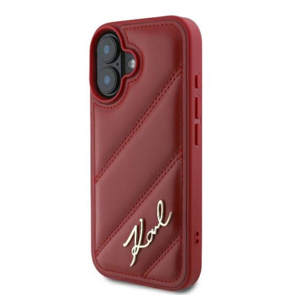 Karl Lagerfeld iPhone 16 Quilted Signature (KLHCP16SPQDSMGR) hátlap, tok, piros