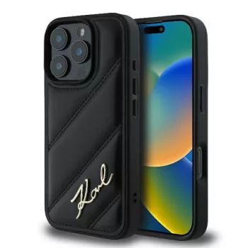   Karl Lagerfeld KLHCP16XPQDSMGK Quilted Signature iPhone 16 Pro Max 6.9" hátlap, tok, fekete