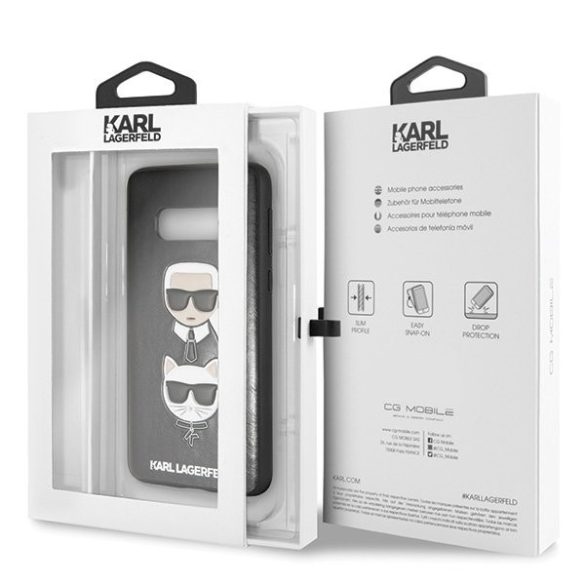 Karl Lagerfeld Samsung Galaxy S10e Karl and Choupette (KLHCS10LKICKCSBK) hátlap, tok, fekete