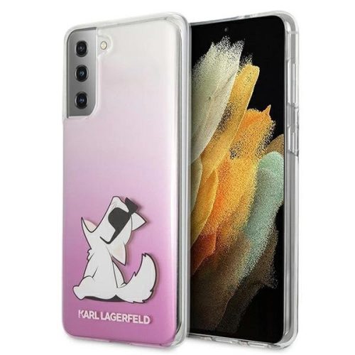 Karl Lagerfeld KLHCS21MCFNRCPI Choupette Fun Samsung Galaxy S21+ G996 hátlap, tok, rózsaszín
