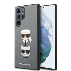   Karl Lagerfeld Samsung Galaxy S22 Ultra Saffiano K&C Heads hátlap, tok, ezüst