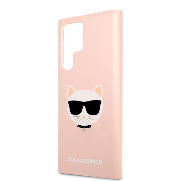 Karl Lagerfeld Samsung Galaxy S22 Ultra Silicone Choupette Head (KLHCS22LSLCHPI) hátlap, tok, rózsaszín