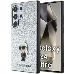   Karl Lagerfeld Samsung Galaxy S24 Ultra Fixed Glitter Ikonik Logo Metal Pin (KLHCS24LGCNPSG) hátlap, tok, ezüst