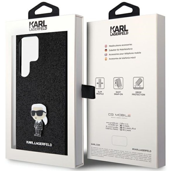 Karl Lagerfeld Samsung Galaxy S24 Ultra Ikonik Logo Metal Pin (KLHCS24LGKNPSK) hátlap, tok, fekete