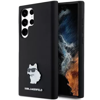   Karl Lagerfeld KLHCS24LSMHCNPK Silicone Choupette Metal Pin Samsung Galaxy S24 Ultra , hátlap, tok, fekete