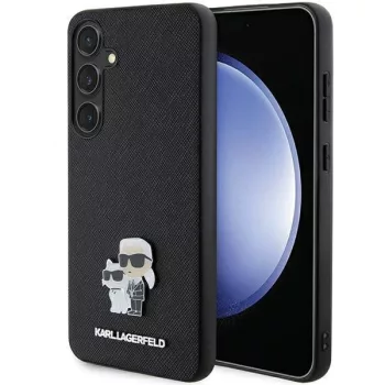   Karl Lagerfeld KLHCS24MPSAKCMPK Saffiano Karl & Choupette Metal Pin Samsung Galaxy S24 Plus hátlap, tok, fekete