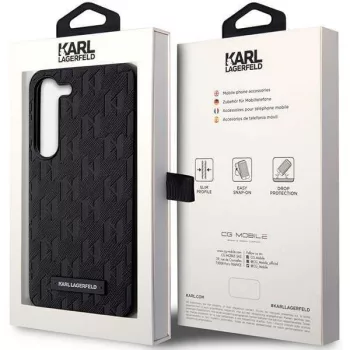   Karl Lagerfeld KLHCS24MSAKLHPK Samsung Galaxy S24 Plus hátlap, tok, táska, fekete Saffiano Mono fém Logo