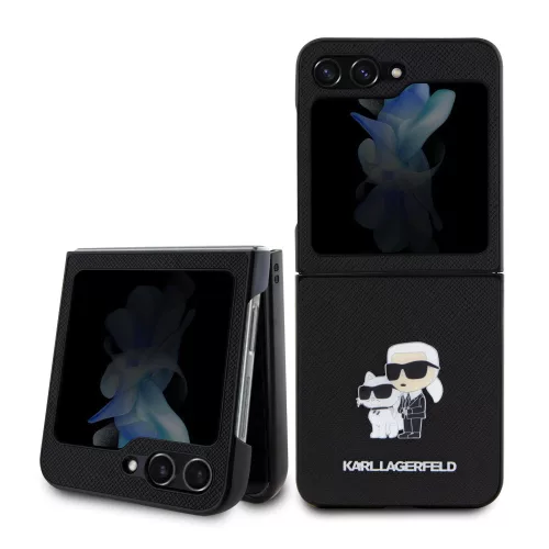 Karl Lagerfeld PU Saffiano Karl and Choupette NFT Case Samsung Galaxy Z Flip 5 (KLHCZF5SAKCNPK) hátlap, tok, fekete