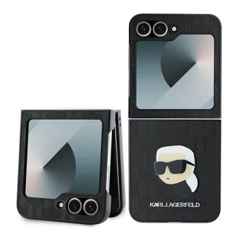   Karl Lagerfeld Saffiano Monogram tok Samsung Galaxy Z Flip 6 KF002199, fekete