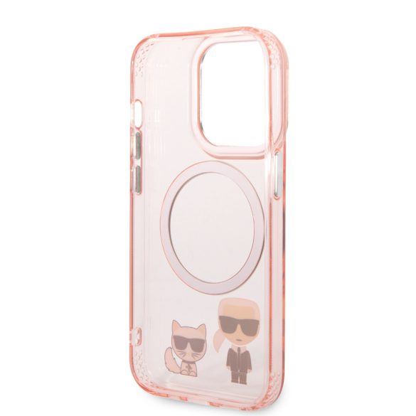Karl Lagerfeld iPhone 14 Pro MagSafe Karl and Choupette (KLHMP14LHKCP) hátlap, tok, rózsaszín