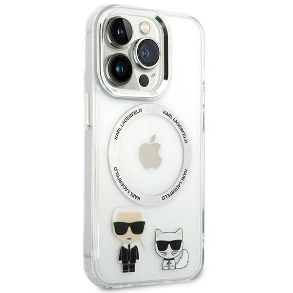 Karl Lagerfeld iPhone 14 Pro MagSafe Karl and Choupette (KLHMP14LHKCT) hátlap, tok, átlátszó