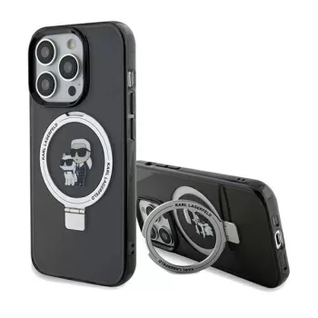   Karl Lagerfeld Ring Stand Karl&Choupette MagSafe case for iPhone 14 Pro tok, fekete