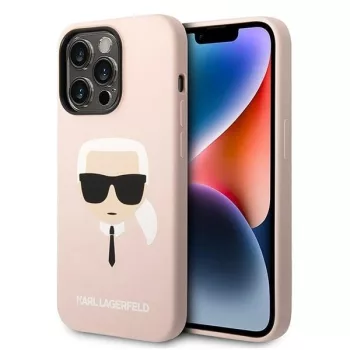   Karl Lagerfeld KLHMP14LSLKHLP Silicone Karl's Head Magsafe iPhone 14 Pro 6.1 " hátlap, tok,, rózsaszín