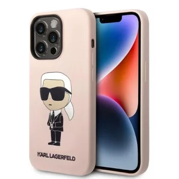   Karl Lagerfeld Silicone NFT Ikonik Magsafe iPhone 14 Pro 6,1" KLHMP14LSNIKBCP, hátlap, tok, rózsaszín