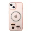 Karl Lagerfeld iPhone 14 Plus MagSafe Karl and Choupette (KLHMP14MHKCP) hátlap, tok, rózsaszín