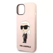 Karl Lagerfeld KLHMP14MSNIKBCP Silicone Ikonik Magsafe iPhone 14 Plus/15 Plus 6.7" hátlap, tok, rózsaszín