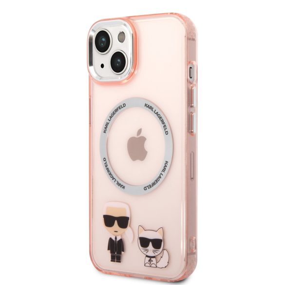 Karl Lagerfeld iPhone 14 MagSafe Karl and Choupette (KLHMP14SHKCP) hátlap, tok, rózsaszín