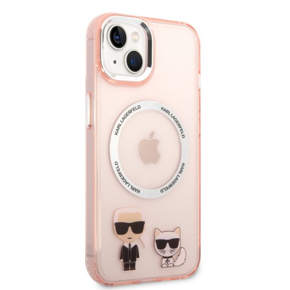 Karl Lagerfeld iPhone 14 MagSafe Karl and Choupette (KLHMP14SHKCP) hátlap, tok, rózsaszín
