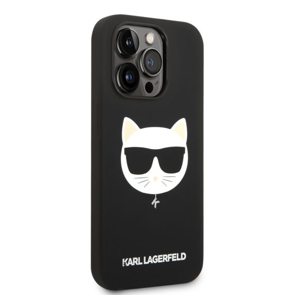 Karl Lagerfeld iPhone 14 Pro Max Silicone Choupette Head Magsafe (KLHMP14XSLCHBK) hátlap, tok, fekete