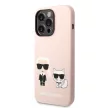 Karl Lagerfeld iPhone 14 Pro Max Liquid Silicone Karl and Choupette Magsafe (KLHMP14XSSKCI) MagSafe hátlap, tok, rózsaszín