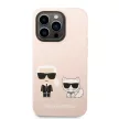 Karl Lagerfeld iPhone 14 Pro Max Liquid Silicone Karl and Choupette Magsafe (KLHMP14XSSKCI) MagSafe hátlap, tok, rózsaszín