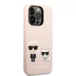Karl Lagerfeld iPhone 14 Pro Max Liquid Silicone Karl and Choupette Magsafe (KLHMP14XSSKCI) MagSafe hátlap, tok, rózsaszín