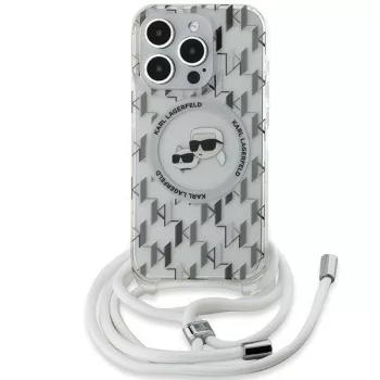   Karl Lagerfeld KLHMP15LHCKCKCKLCT IML Crossbody Monogram Karl & Choupette Head MagSafe iPhone 15 Pro 6.1" hátlap, tok, átlátszó
