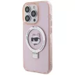 Karl Lagerfeld KLHMP15LHMRSCHP Choupette Head MagSafe Ring iPhone 15 Pro 6.1", hátlap, tok, rózsaszín
