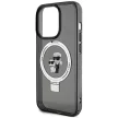 Karl Lagerfeld KLHMP15LHMRSKCK Ring Stand Karl&Choupette MagSafe iPhone 15 Pro 6.1", hátlap, tok, fekete