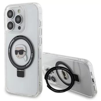   Karl Lagerfeld KLHMP15LHMRSKHHH Ring Stand Karl Head MagSafe iPhone 15 Pro 6.1", hátlap, tok, fehér