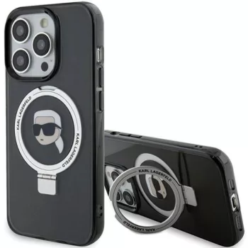   Karl Lagerfeld KLHMP15LHMRSKHK Ring Stand Karl Head MagSafe iPhone 15 Pro 6.1", hátlap, tok, fekete