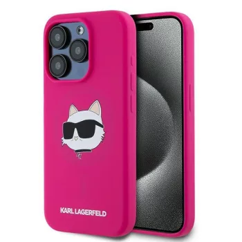   Karl Lagerfeld KLHMP15LSCHPPLF Silicone Choupette Head MagSafe iPhone 15 Pro 6.1" hátlap, tok, rózsaszín