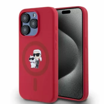   Karl Lagerfeld KLHMP15LSCMKCRHR Silicone Karl&Choupette Heads Ring MagSafe iPhone 15 Pro 6.1", hátlap, tok, piros